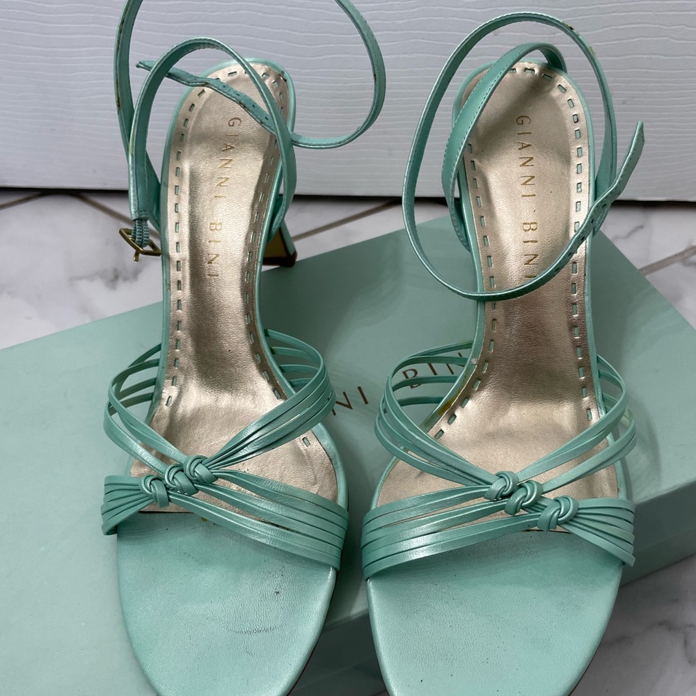 Gianni Bini Green Heeled Sandals with Knotted Straps women’s sz9.5
